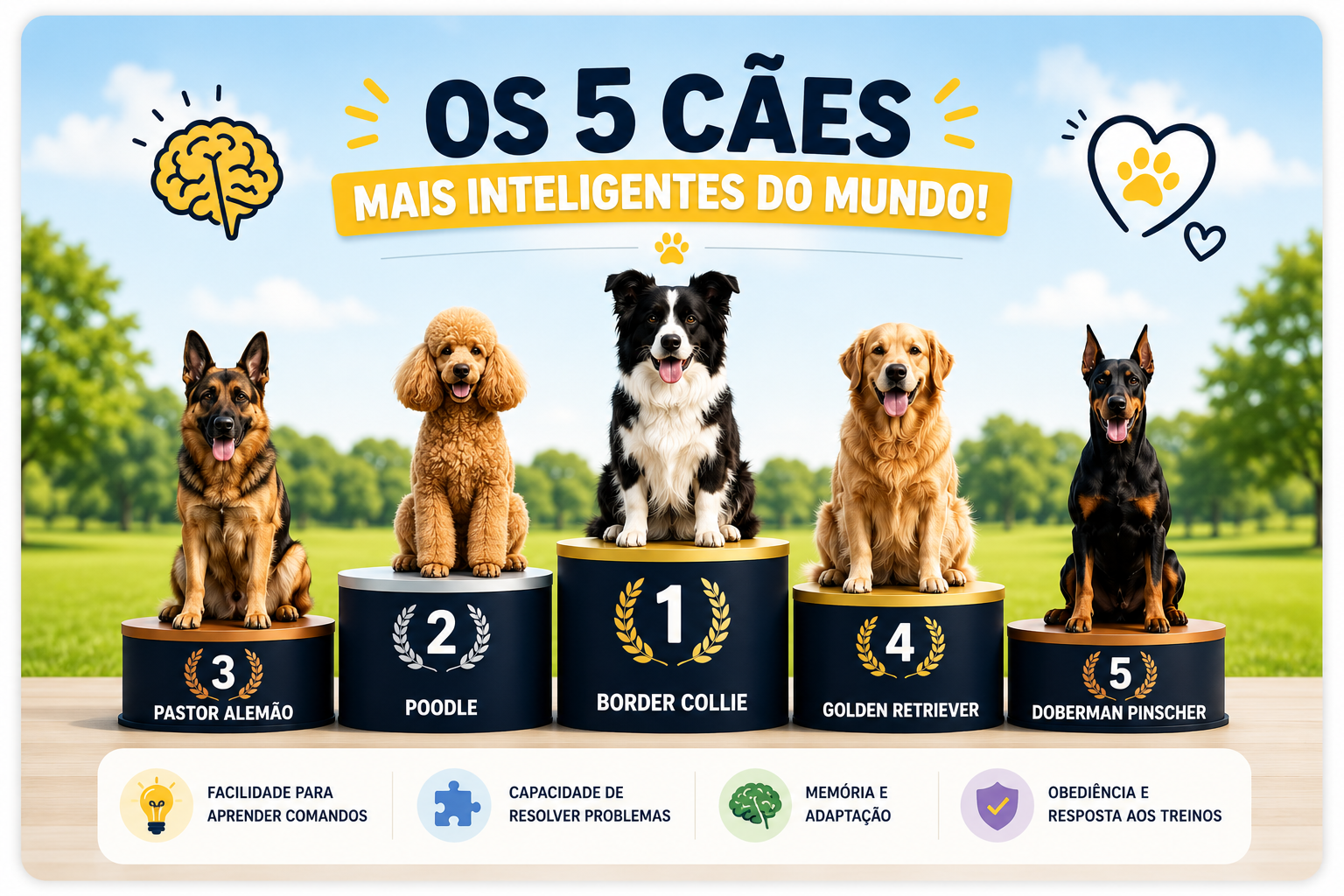 Os 5 cães mais inteligentes do mundo 🐾